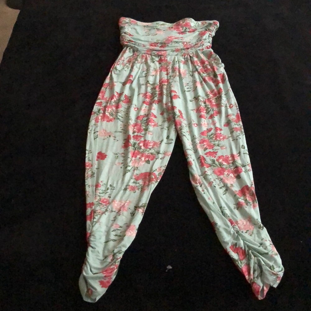 Floral tube top romper